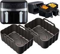 Tower 9L Silicone Liners | 2.5mm Thick, Convex Base, Non-Stick & Dishwasher Safe | 2PCS Reusable 9L Air Fryer Liners | T17088 Vortx 9L Dual Basket Silicone Liners | by iStock Ltd