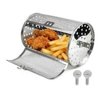 Tower Air Fryer Basket, 360° Stainless Rotating Steel Rotisserie | Frying Basket Grill Roaster Drum Grilled Cage, air Fryer Oven Accessories, for BBQ,Peanut, Dried Nut, Coffee Beans,Bread