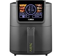 Tower T17166 AIRX 5L Digital Single Basket Air Fryer with A.I & Vortx Technology, 6 Cooking Pre-sets, Space Saving Design, 60 Minute Timer, 1500W, Grey