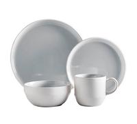 Barbary & Oak BO867004GRY Oslo 16 Piece Dinnerware Set, Stoneware, White and Nimbus Grey