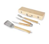 Tower Barbecue Tool Set with Wooden Handles, 4 Piece, Stainless Steel T932005