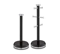 Tower Belle Mug Tree and Towel Pole Set, Stainless Steel, Noir, Black