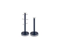 Tower Belle Blue Mug Tree and Towel Pole Set - Size: 15 x 15 x 43cm - Wilko