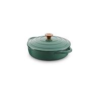 Barbary & Oak BO800253GRN Shallow Cast Iron Casserole Pan with Durable Enamel Interior, 28cm, Verdigris Green