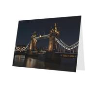 Tower Bridge at night Gray Patterns greeting card 6x4 inches with envelope, covering birthdays, weddings and other occasions