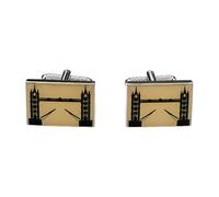 Tower Bridge Cufflinks for Men - Onyx Art CK1006 London Landmark Cuff Links, British England Souvenir Gift for Formal Shirts and Weddings