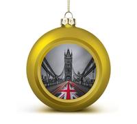 Tower Bridge English Flag Christmas Ball Hanging Ornaments Shatterproof Decor for Xmas Tree Holiday