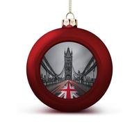 Tower Bridge English Flag Christmas Ball Hanging Ornaments Shatterproof Decor for Xmas Tree Holiday
