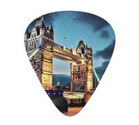 Tower Bridge In London 12 Pack Guitar Plectrums With Storage Case, 0.46/0.71/0.96mm, Including Thin, Medium Thick Guitar Plectrums For Electric Guitars Bass Ukulele