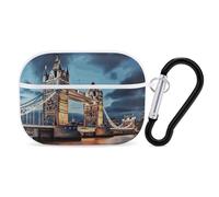 Tower Bridge in London Airpod Pro Case AirPods 2 Case for Women Hard Shell Protective Cover with Carabiner Keychain Compatible with AirPods Case 2nd 1st Generation, Front LED Visible White