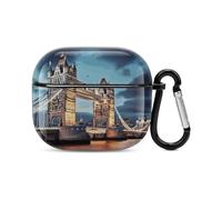 Tower Bridge in London Bluetooth Earbuds Case Cover Full Body Shockproof Protection Hard Case Support Wireless Charging with Keychain Personalized Gift for AirPods 3