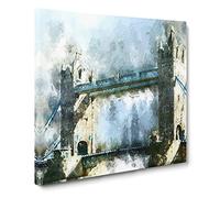 Tower Bridge in London Canvas Print | Gallery Wrapped 30mm Frame Wall Art | 14x14 inches | Ready to Hang | Abstract Cityscape Picture | Living Room Bedroom Lounge Office