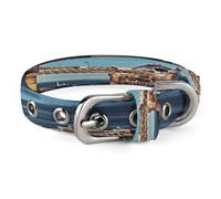 Tower Bridge in London Dog Collar Adjustable Pet Collar Stainless Steel D-Ring Collar Oxford Cloth Cat Collar Strap with Metal Buckle for Small Medium Dog