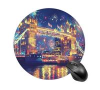 Tower Bridge in London Fireworks Non-Slip Mouse Pads Round Rubber Gaming Mousepad for Computer Laptop Gamer