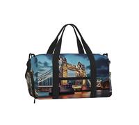 Tower Bridge in London Gym Duffle Bag with Shoe Compartment Travel Weekender Overnight Bag Waterproof Sports Gym Bag with Shoulder Strap