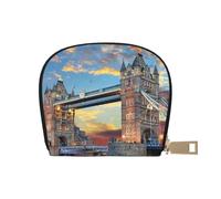 Tower Bridge in London Leather Semi-Circular Card Bag, Compact and Convenient, Easy to Store