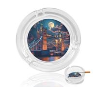 Tower Bridge in London Moon Funny Glass Ashtray for Cigarettes Clear Decorative Ash Tray for Smokers Home Office