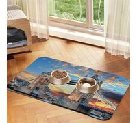 Tower Bridge in London print Cats Pet Bowl Placemat Pet Feeding Mats for Dogs, Non-Slip PU Leather Tablecloth for Pets