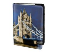 Tower Bridge in London print Leather Card Case Travel Accessories Passport Holder Cover Wallet for Women Men, Black, One Size