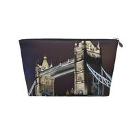 Tower Bridge in London Print Makeup Bag for Women Water-Resistant Leather Travel Toiletry Bag for Toiletries Cosmetic Bag