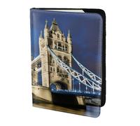 Tower Bridge in London print Travel Wallet Passport Holder Case for Family Leather Passport Cover for Men Women, Black, One Size