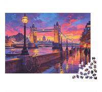 Tower Bridge Jigsaw Puzzles 1000 Pieces Recycled Material Vintage Oil Art Adult Jigsaws Developing Boy & Girl‘s Intelligence Parent Child Game Activity 70x50cm/1000pcs