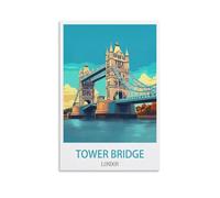 Tower Bridge London Vintage Travel Poster 08x12inch(20x30cm) Canvas Wall Art Poster Print Artwork Painting Picture for Home Decoration Living Room Office Bedroom