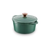 Barbary & Oak BO800251GRN Round Cast Iron Casserole Pan with Durable Enamel Interior, 24cm, Verdigris Green