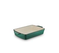 Barbary & Oak BO800258GRN Cast Iron Rectangular Roaster with Durable Enamel Interior, 39cm, Verdigris Green