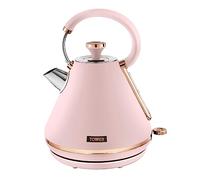Tower Cavaletto 1.7 Litre Pyramid Kettle with Rapid Boil, Detachable Filter, Stainless Steel, 3000W, Marshmallow Pink and Rose Gold, T10044PNK