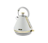 Tower T10044WHT Cavaletto Pyramid Kettle with Fast Boil, Detachable Filter, 1.7 Litre, 3000 W, White and Gold