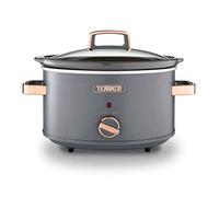 Tower Cavaletto 3.5 Litre Slow Cooker with 3 Heat Settings, Removable Dishwasher Safe Pot, Cool Touch Handles, Up to 4 Portions, Grey and Rose Gold, T16042GRY