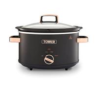 Tower Cavaletto 3.5 Litre Slow Cooker with 3 Heat Settings, Removable Pot and Cool Touch Handles, Black and Rose Gold, T16042BLK