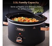 Tower Cavaletto 3.5L Slow Cooker Black & Rose Gold Ultra Energy Efficient