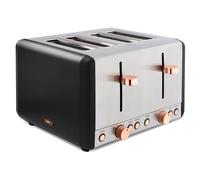 Tower T20051RG Cavaletto 4 Slice Toaster, 7 Browning Settings and Removable Crumb Tray, Stainless Steel, 1800W, Black and Rose Gold