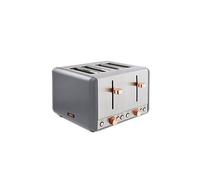 Tower T20051RGG Cavaletto 4 Slice Toaster, 7 Browning Settings and Removable Crumb Tray, Stainless Steel, 1800W, Grey and Rose Gold