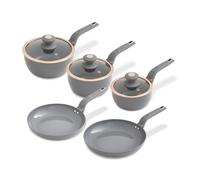 Tower T800232GRY Cavaletto 5 Piece Cookware Set with 16cm, 18cm, 20cm Saucepans and 24cm, 28cm Non-Stick Frying Pans, Grey & Rose Gold