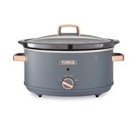 Tower Cavaletto 6.5 Litre Slow Cooker - Grey and Rose Gold, with 3 Heat Settings, Removable Crockpot and Cool Touch Handles, T16043GRY