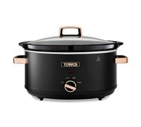 Tower Cavaletto 6.5 Litre Slow Cooker with 3 Heat Settings, Removable Dishwasher Safe Pot, Cool Touch Handles, Up to 8 Portions, Black and Rose Gold, T16043BLK