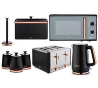 Tower Cavaletto 8-Piece Kitchen Set - 3Kw 1.7L Jug Kettle, 1800W 4-Slice Toaster, 800W 20L Microwave & Matching Storage