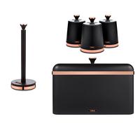 Tower Cavaletto Black Bread Bin Canisters & Kitchen Roll Holder Kitchen Storage