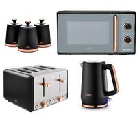 Tower Cavaletto Black Jug Kettle Toaster Microwave Canisters Kitchen Set