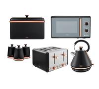 Tower Cavaletto Black Kettle Toaster Microwave Bread Bin & Canisters