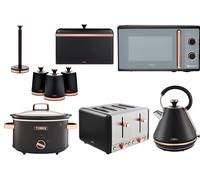 Tower Cavaletto Black Kettle Toaster Microwave Slow Cooker & Kitchen Storage Set
