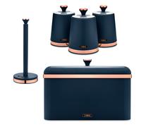 Tower Cavaletto Blue Bread Bin Canisters Kitchen Roll Holder Kitchen Storage Set