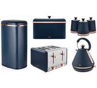 Tower Cavaletto Blue Kettle 4 Slice Toaster Bread Bin Canisters & 58L Sensor Bin ompliant]