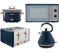 Tower Cavaletto Blue Kettle Toaster Microwave 3.5L Slow Cooker Kitchen Set