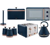 Tower Cavaletto Blue Kettle Toaster Microwave Matching Kitchen Storage Set of 8