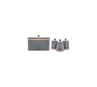 Tower Cavaletto Bread Bin and Set of 3 Storage Canisters, Grey and Rose Gold EEJB282