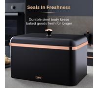 Tower Cavaletto Bread Bin Black & Rose Gold T826130BLK Kitchen Storage Bread Bin